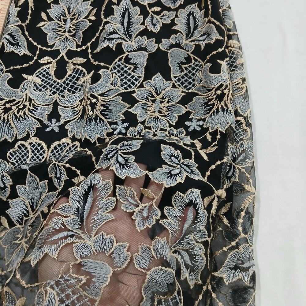 Xscape Dress Womens Medium Floral Embroidered Mesh Overlay Cocktail Party Formal - Picture 6 of 12